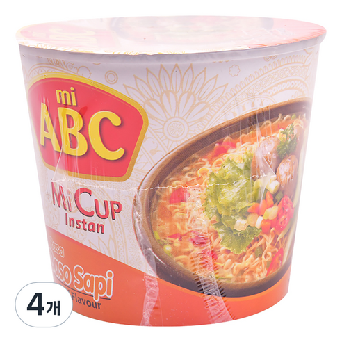 ABC 미 인스턴트 컵 라사 바소 사삐 60g, 4개