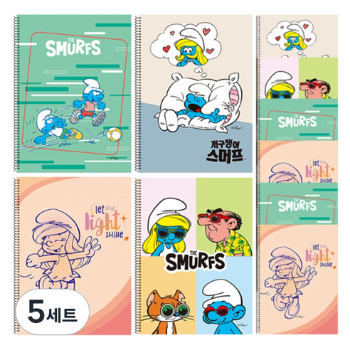 영아트 스머프 8칸쓰기 스프링노트 10p세트, 혼합색상, 5세트