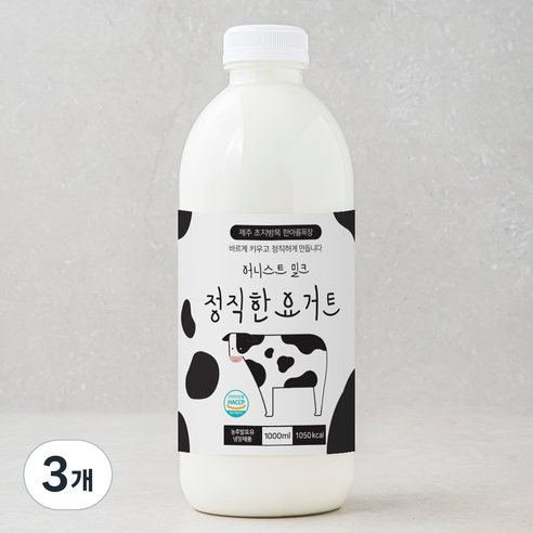어니스트밀크 정직한 요거트, 1L, 3개
