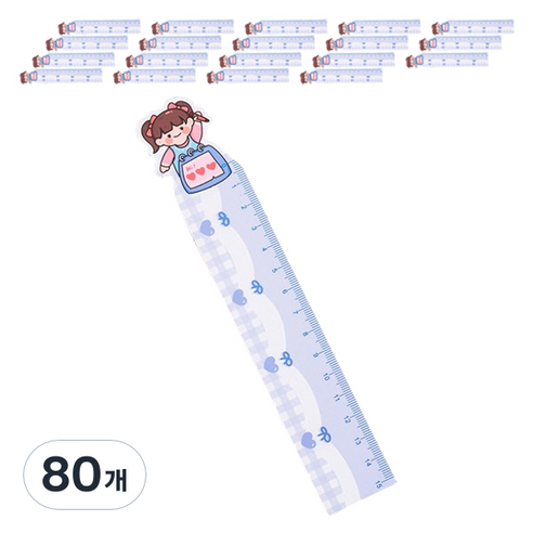 마켓감성 문구용품 휘어지는 눈금자, 파란소녀, 80개