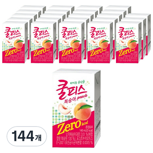 동원 쿨피스 제로 테트라 복숭아, 140ml, 144개