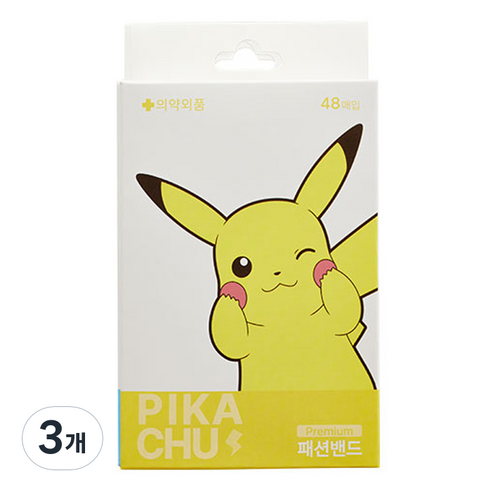 쓰리엠 흰색 종이반창고 1530-1, 12개 13 포켓몬 피카츄 프리미엄 패션밴드 혼합색상, 48개입, 1개