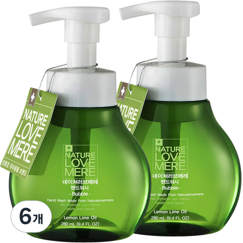 네이쳐러브메레 핸드워시 거품 용기 280ml, 레몬라임, 6개