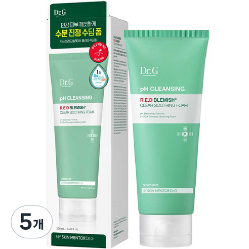 닥터지 약산성 레드 블레미쉬 클리어 수딩 폼, 200ml, 5개