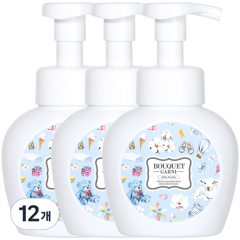 부케가르니 마일드 포밍 핸드워시 베이비파우더향, 250ml, 12개