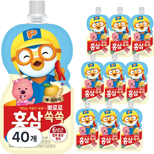 팔도 뽀로로 홍삼쏙쏙 배도라지, 100ml, 40개