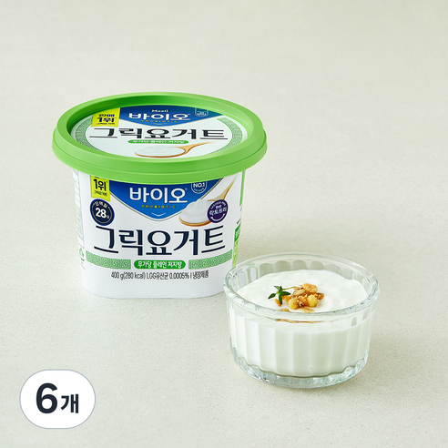 매일바이오 무가당 저지방 그릭요거트, 400g, 6개
