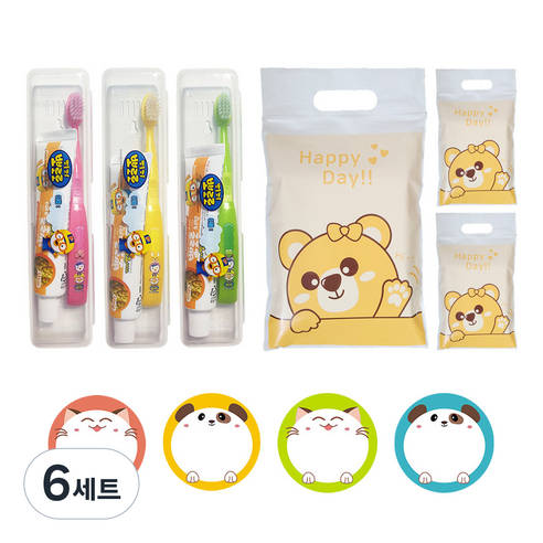 단비나인 뽀로로 칫솔치약세트 3p + 선물 포장패키지 3p, 6세트