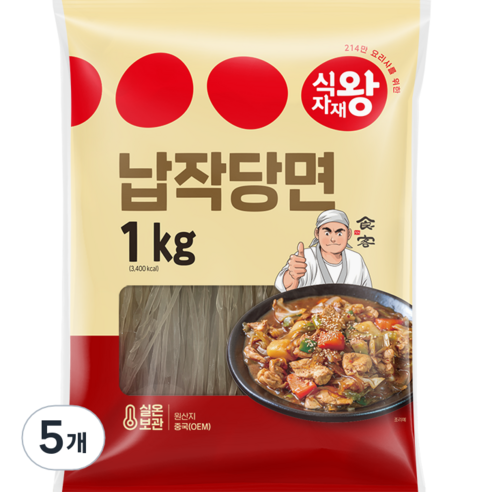 식자재왕 납작당면, 1kg, 5개