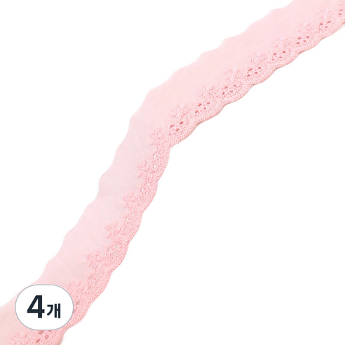 아이엔피 파인코튼 리본 면 자수 레이스 2.7 x 270 cm, 라이트핑크, 4개