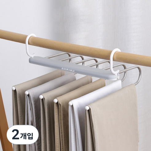 욜로라이프 클립형 바지걸이 6구, 그레이, 2개입