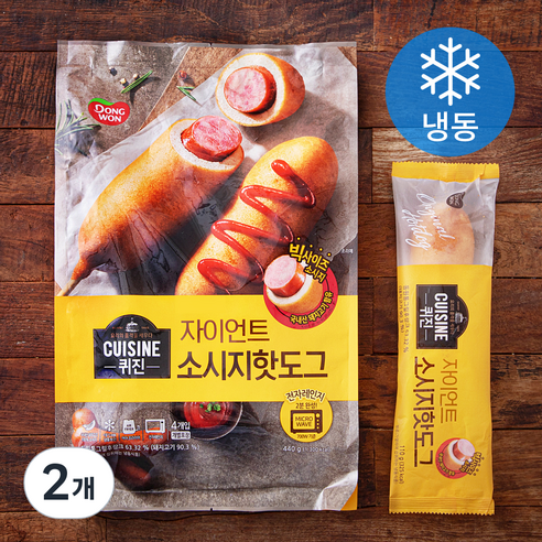 퀴진 동원 자이언트 소시지 핫도그 (냉동), 110g, 4개입, 2개