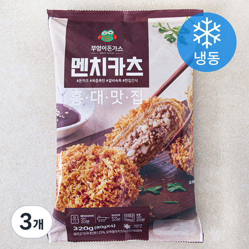 부엉이돈가스 멘치 카츠 (냉동), 320g, 3개