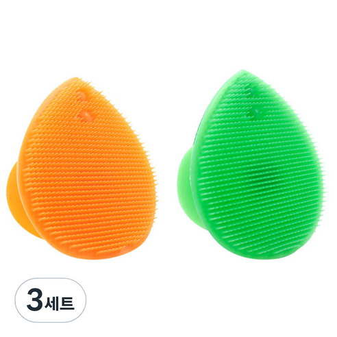 피부사랑 실리콘 클렌징 패드 2p 세트, 오렌지, 그린, 3세트