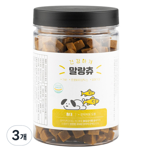 강아지특공대 강아지 건강하개 말랑츄 간식, 3개, 300g, 황태맛