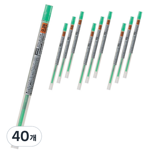 유니 시그노 스타일핏트 젤잉크 리필심 0.28mm UMR-109, 그린, 40개