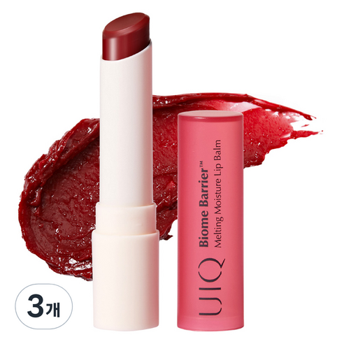 유이크 바이옴 베리어 멜팅 모이스처 립밤, 3개, 3.2g, 로지