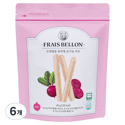 프레벨롱 롱떡뻥, 40g, 6개, 유기농 비트