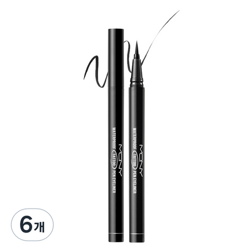 맥퀸뉴욕 워터프루프 타투 펜아이라이너, 딥블랙, 6개