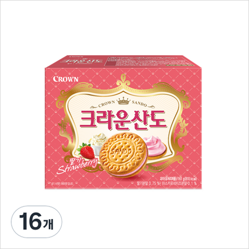 크라운 산도 딸기크림치즈, 161g, 16개