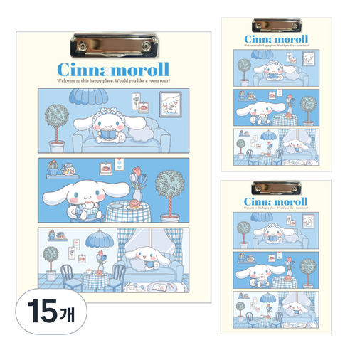 산리오 클립보드 V2 시나모롤 A4, 블루, 15개