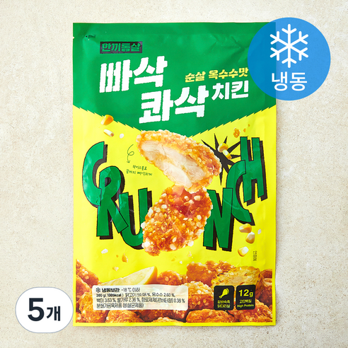 한끼통살 빠삭콰삭치킨 순살 옥수수맛 (냉동), 380g, 5개