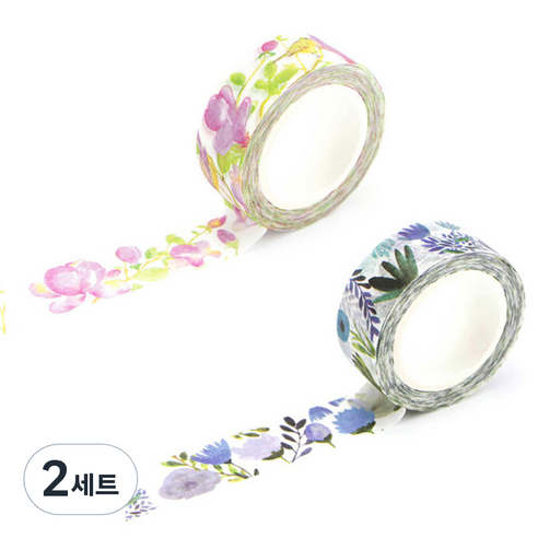 라이프포인트 내츄럴 일러스트 마스킹 테이프, 05보라별꽃, 09신이, 2세트