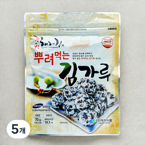 해저식품 광천해저 뿌려먹는 김가루, 5개, 70g