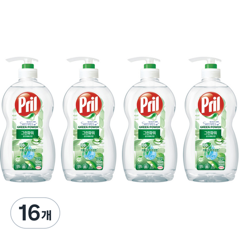 프릴 그린파워 알로에 베라 주방세제, 750ml, 16개