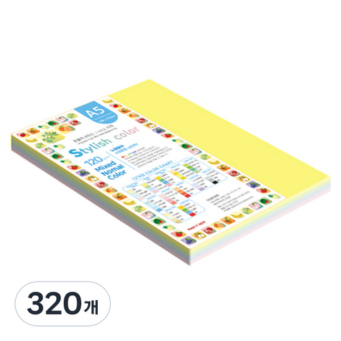 종이문화 스타일리쉬 얇은 혼합색지 120g 02 SN Tone, A5, 320개