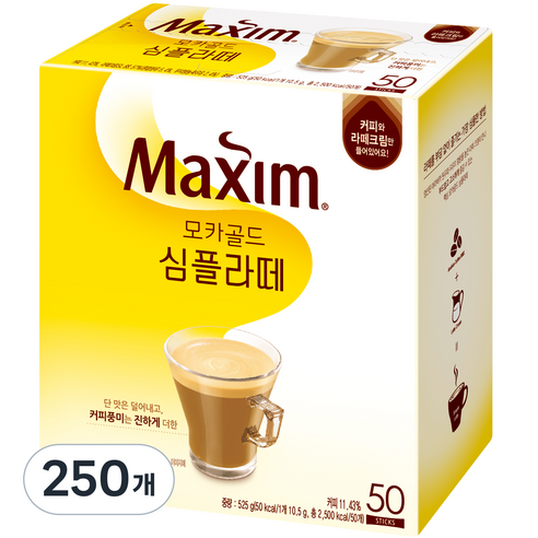 맥심 모카골드 심플라떼 커피믹스, 10.5g, 250개