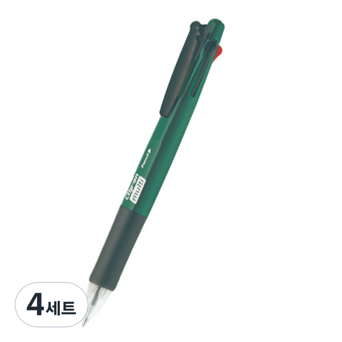 제브라 클립온 멀티 네온 4색 볼펜 0.7mm + 0.5mm 샤프 세트, 네온그린, 4세트