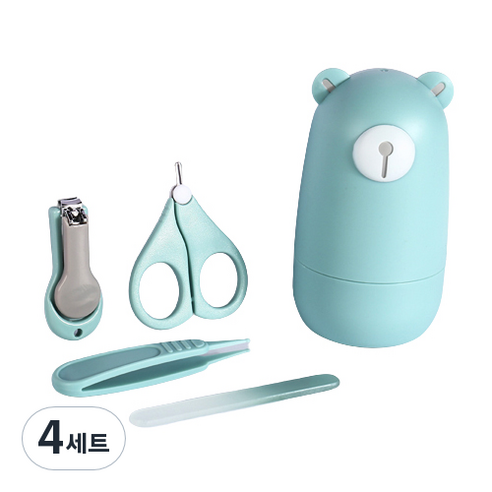 모어디어 유아용 곰돌이 손톱깍이 세트, 민트, 4세트