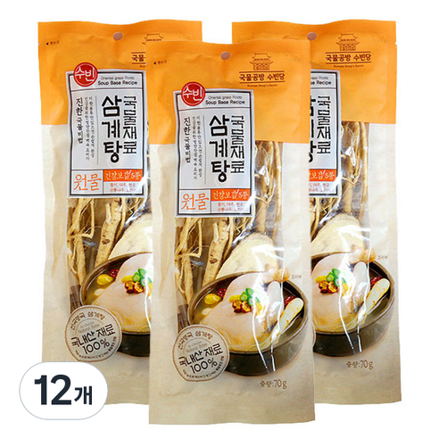 조은약초 수빈 삼계탕 재료, 70g, 12개