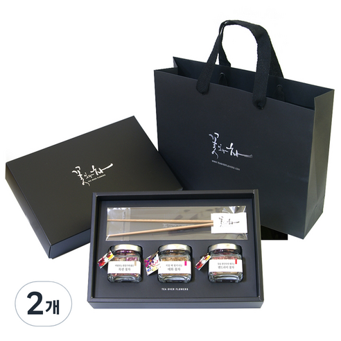 꽃보다차 아담한 꽃차 3종 선물세트, 목련 1.5g + 매화 5g + 맨드라미 2g + 차집게 + 쇼핑백, 2개