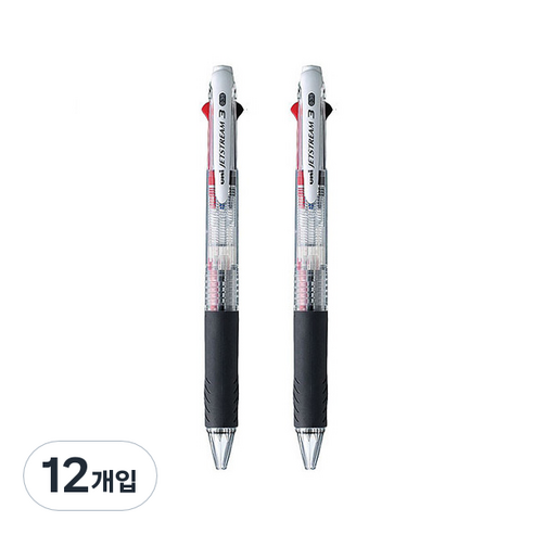 제트스트림 3색볼펜 0.38mm, 투명, 12개