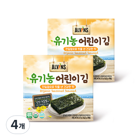 엘빈즈 유기농 어린이김 10개입, 건강한 맛, 20g, 4개