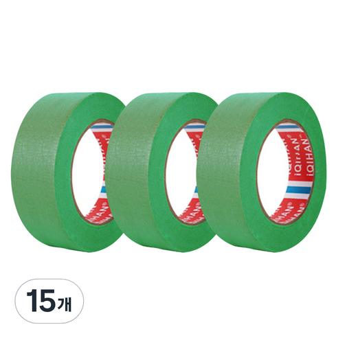 다다 칼라 마스킹 종이테이프 25mm x 15m, 그린, 15개