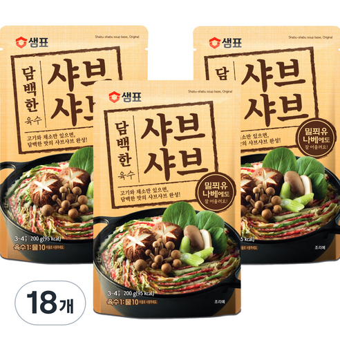 샘표 담백한 샤브샤브 육수, 18개, 200g