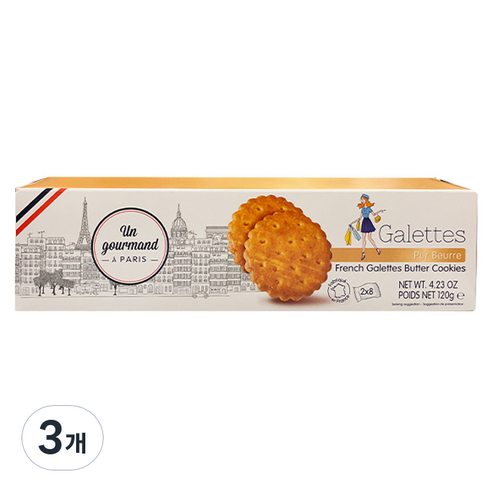 파티셰리 갈렛 버터 쿠키, 120g, 3개