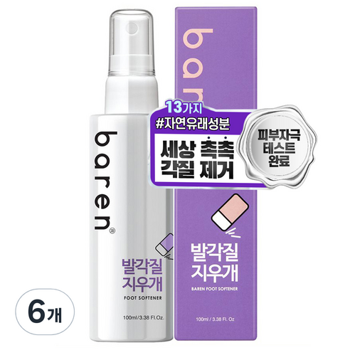 바렌 발 각질지우개 풋 소프트너 100ml, 1개입, 6개