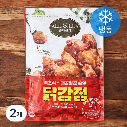 올리실라 속초식 매콤달콤 순살 닭강정 (냉동), 800g, 2개