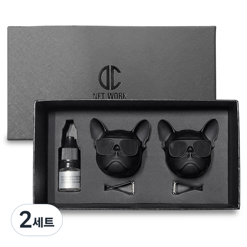 디씨네트워크 차량용 불독 방향제 무광블랙 2개 오일향, 2세트, 아쿠아아이스