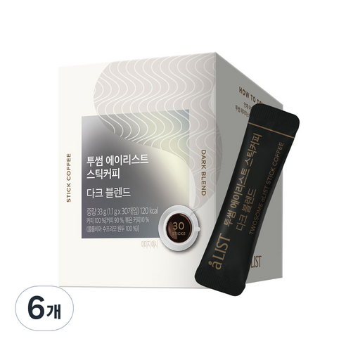 투썸플레이스 에이리스트 스틱 커피 다크 블렌드, 30개입, 6개, 1.1g