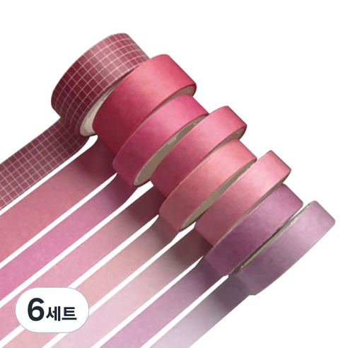 미빌 문구 베이직 패턴 마스킹 테이프 8종 세트, 로즈레드, 6세트
