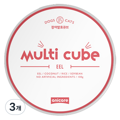 anicare 반려동물 장어 발효 수제 영양 간식 멀티큐브, 혼합맛(장어 / 코코넛), 100g, 3개
