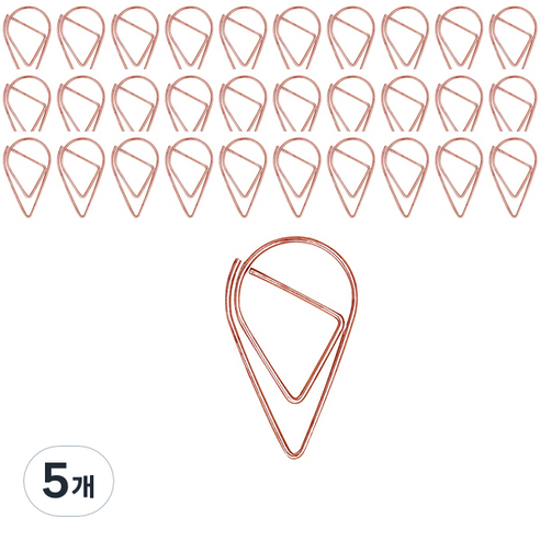 마켓감성 물방울형 문구 클립 로즈골드, 150개입, 5개