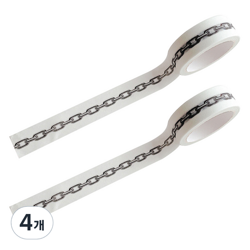 마켓A 화이트베이스 종이 마스킹 테이프 1.5cm x 5m, 4개, 체인