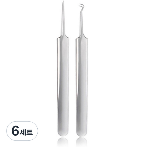 메이브라운 블랙헤드 압출기 핀셋 2종 세트, 6세트