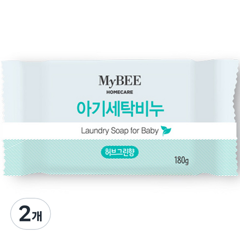 마이비 아기 세탁비누 허브그린향 180g, 2개